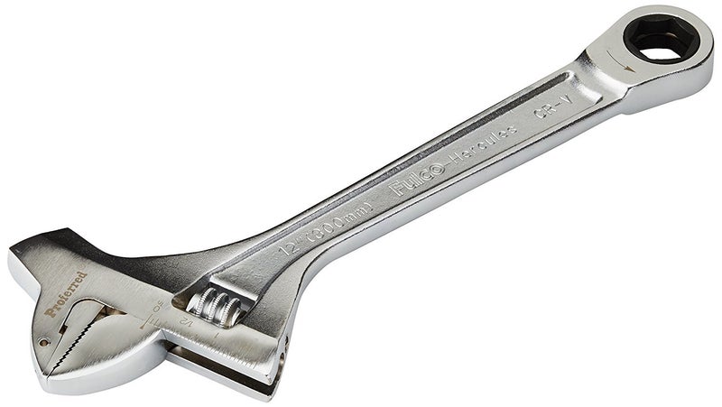 Proferred T10001 Mining Adjustable Wrench with Hammer, Chrome Finish, 12" - Image 2
